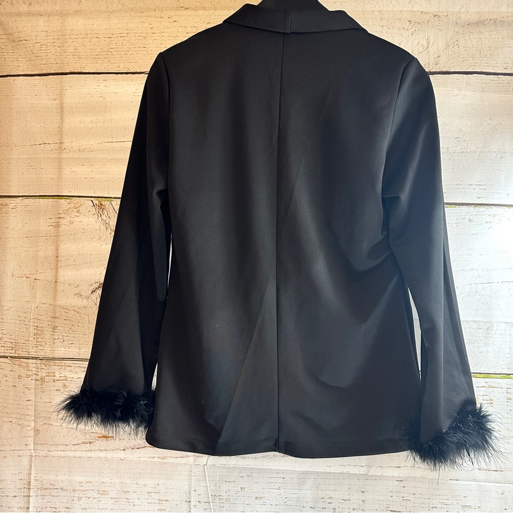 FEATHER CUFF Blazer in Black Size XXL